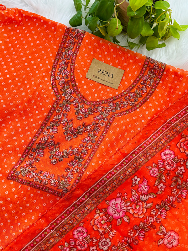 Viscose Organza Unstitched Partywear Suit with Dupatta – Elegant Festive Set