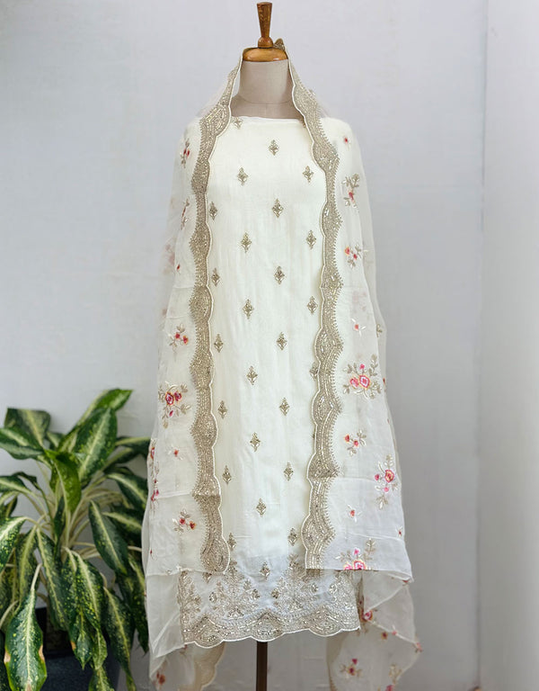 Unstitched Pure Organza Party Wear Suit ✨