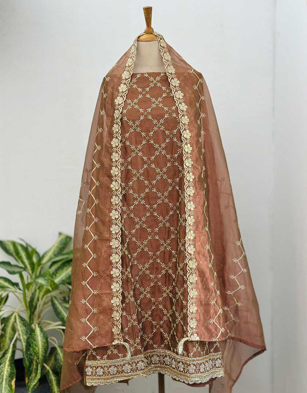 Unstitched Shimmer Silk Partywear Suit ✨