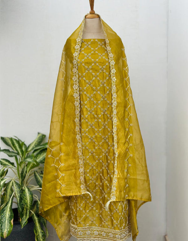 Unstitched Shimmer Silk Partywear Suit ✨