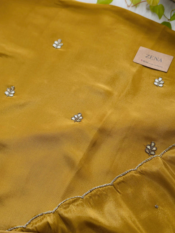 Unstitched Tissue Silk Hand Work Suit – Party Wear Fabric Set