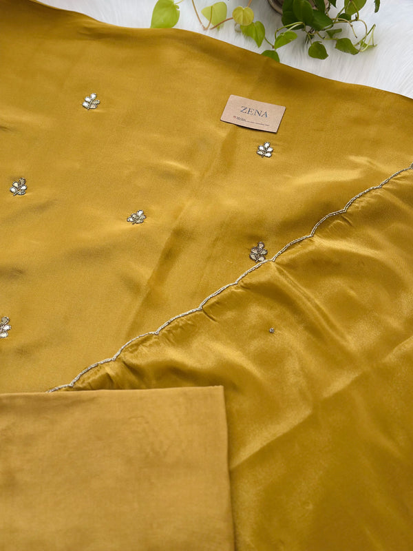 Unstitched Tissue Silk Hand Work Suit – Party Wear Fabric Set