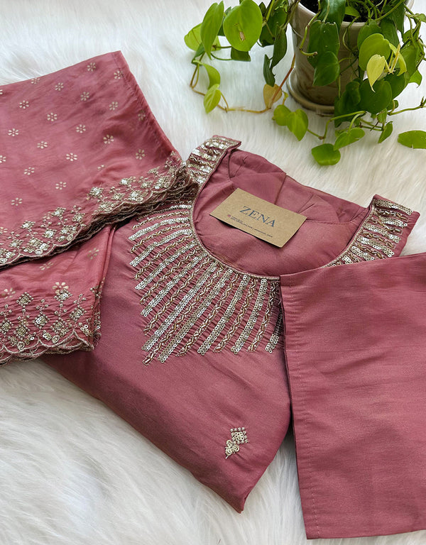 Tissue Silk Ready-to-Wear Handwork Kurti Set – Luxurious Elegance with Exquisite Craftsmanship ✨