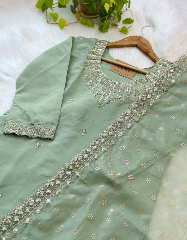Tissue Silk Ready-to-Wear Handwork Kurti Set – Luxurious Elegance with Exquisite Craftsmanship ✨