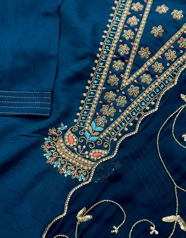 Dola Silk Ready-to-Wear Hand Work Kurti Set ✨