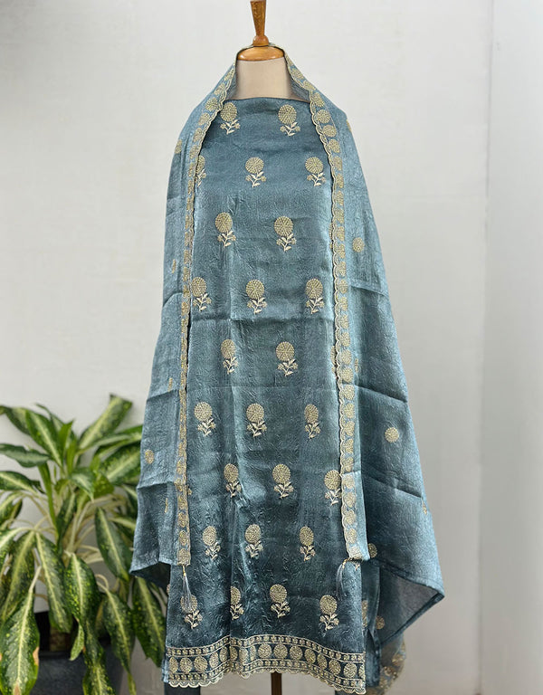 Unstitched Shimmer Silk Partywear Suit ✨