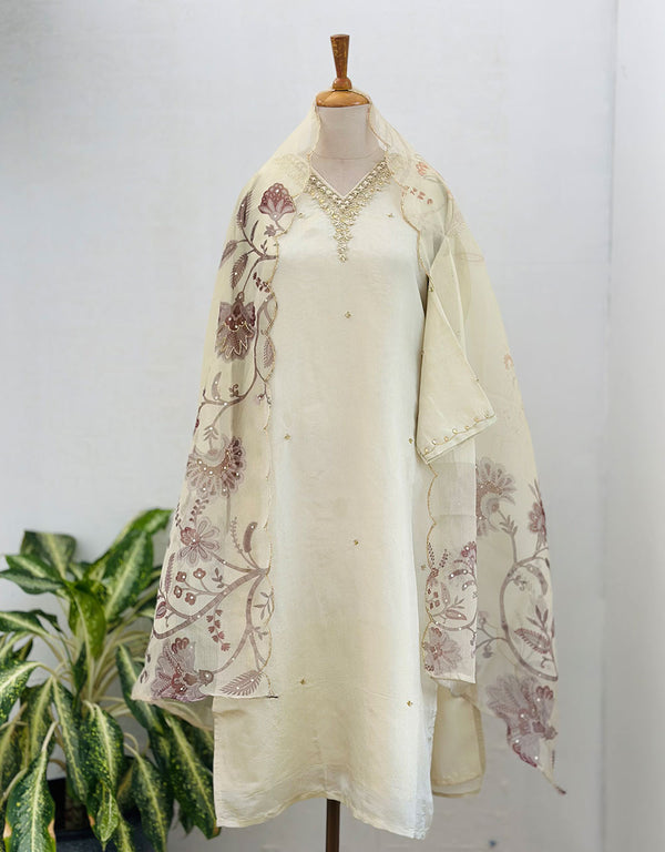 Tissue Silk Ready-to-Wear Hand Work Kurti Set β¨