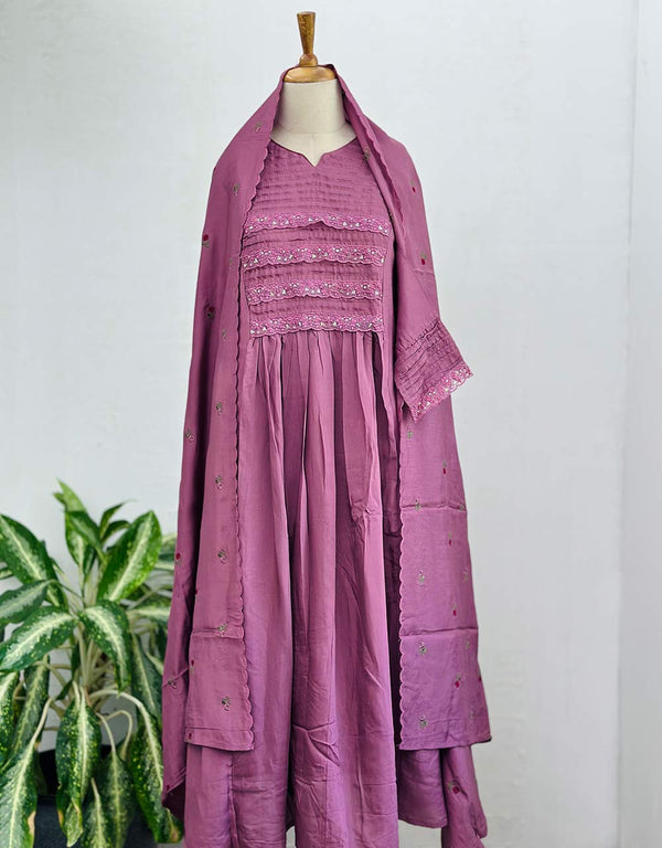 READY TO WEAR CHINNON ANARKALI KURTI SET ✨