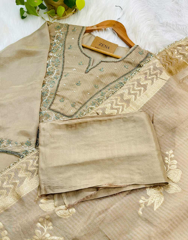 Pure Tissue Silk Semi-Stitched Handwork Kurti Set – A Blend of Luxury & Grace ✨