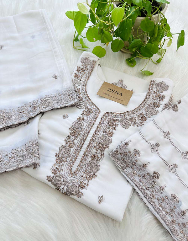 Shimmer Silk Ready-to-Wear Hand Work Kurti Set – Luxe Elegance & Timeless Charm ✨