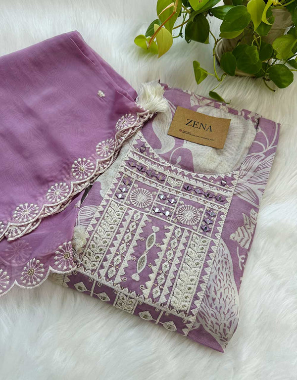 Pure Muslin Semi-Stitched Party Wear Suit ✨