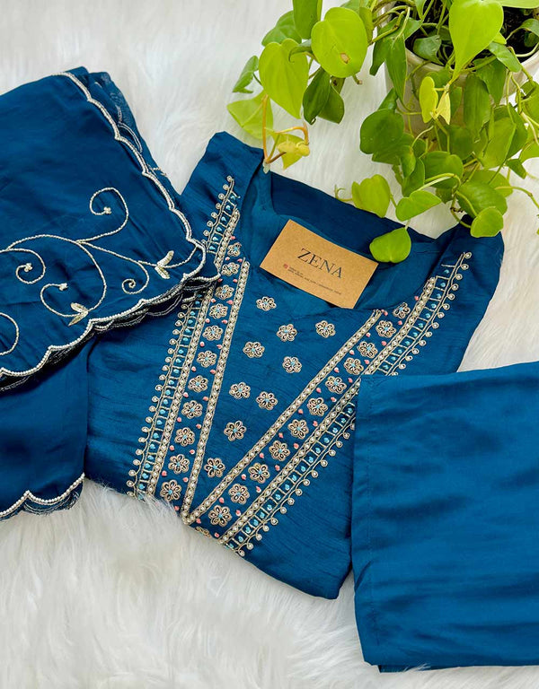 Dola Silk Ready-to-Wear Hand Work Kurti Set ✨