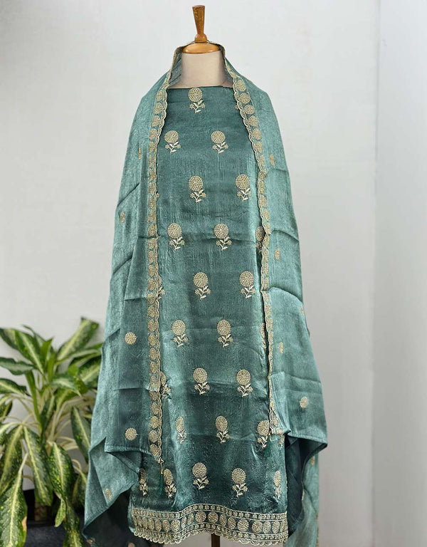 Unstitched Shimmer Silk Partywear Suit ✨