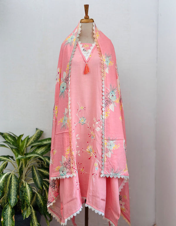 Semistitched Muslin Kurti Set ✨