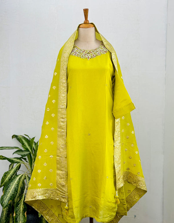 Tissue Silk Ready-to-Wear Hand Work Kurti Set β¨