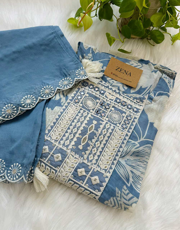 Pure Muslin Semi-Stitched Party Wear Suit ✨