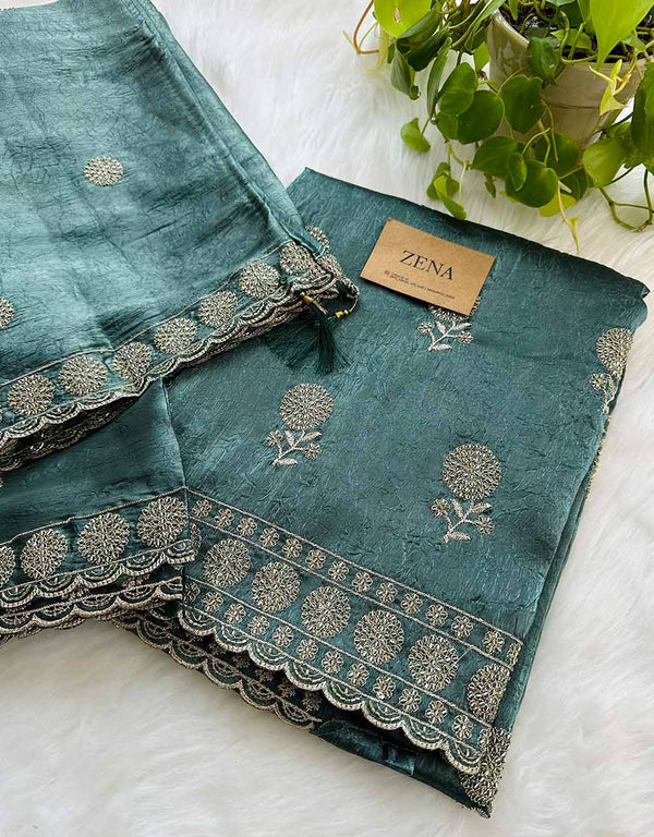 Unstitched Shimmer Silk Partywear Suit ✨