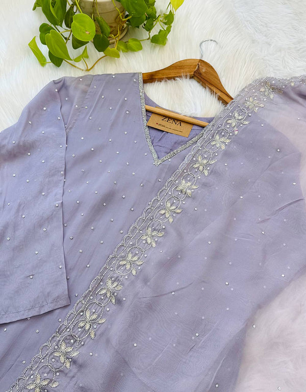Pure Organza Handwork Party Wear Suit✨