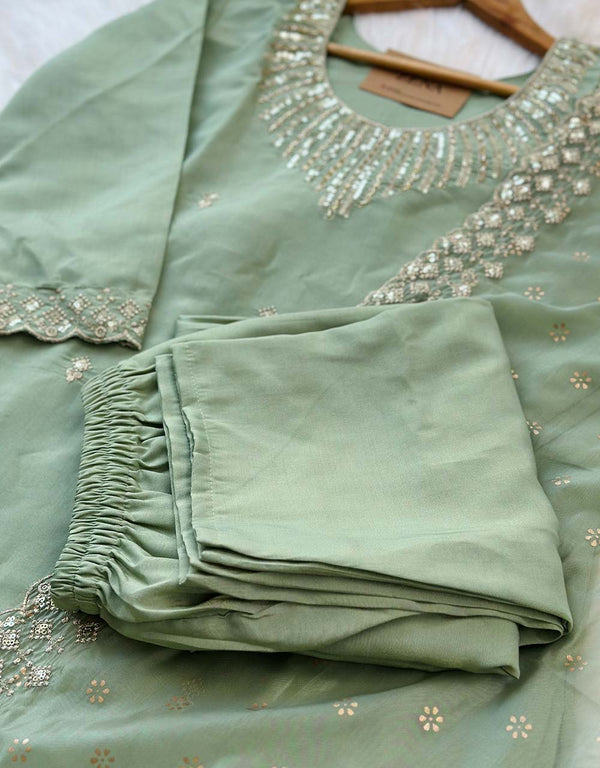 Tissue Silk Ready-to-Wear Handwork Kurti Set – Luxurious Elegance with Exquisite Craftsmanship ✨