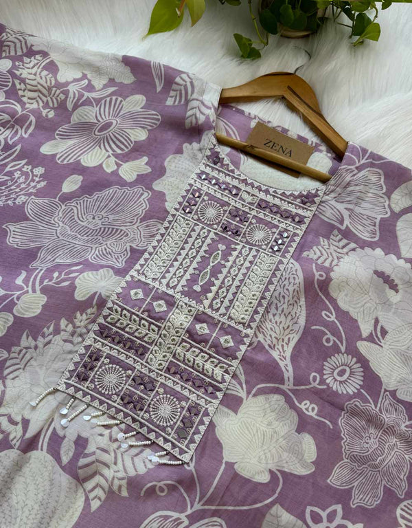 Pure Muslin Semi-Stitched Party Wear Suit ✨