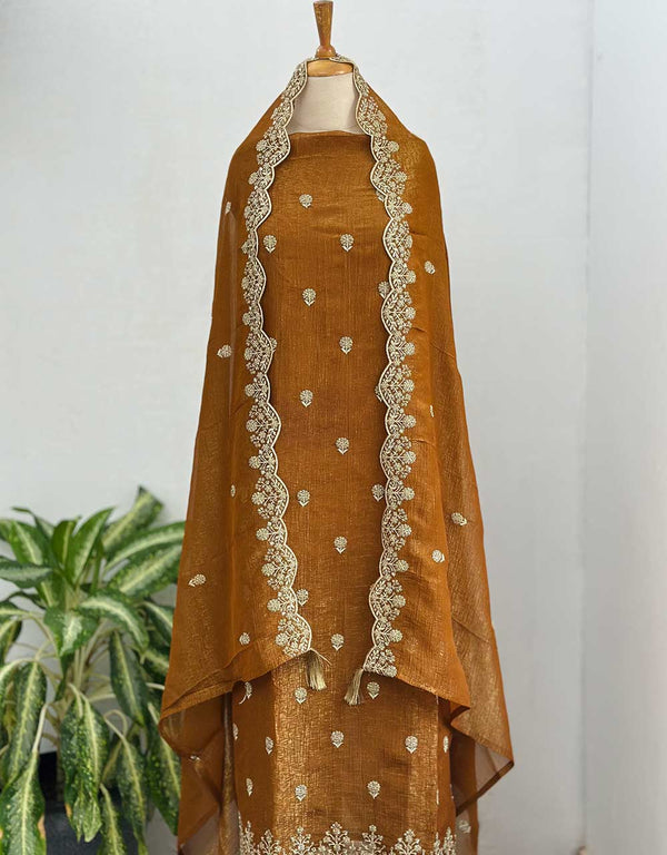 Unstitched Shimmer Silk Party Wear Suit – Glamorous Elegance & Luxe Appeal ✨