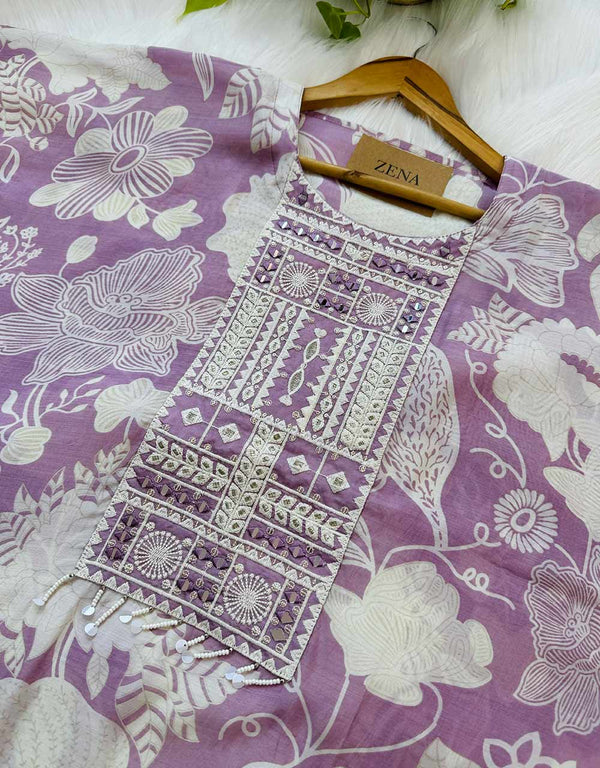 Pure Muslin Semi-Stitched Party Wear Suit ✨