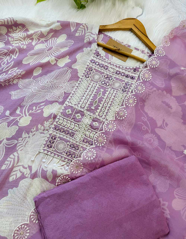 Pure Muslin Semi-Stitched Party Wear Suit ✨