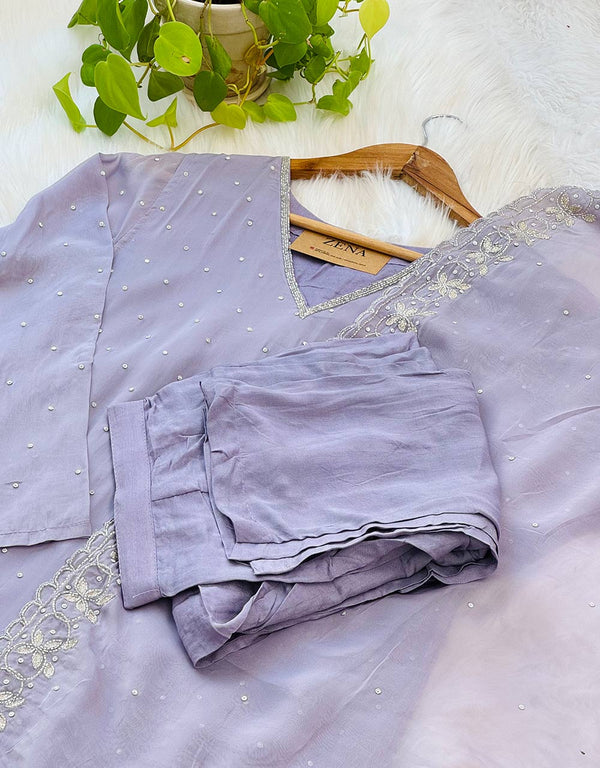 Pure Organza Handwork Party Wear Suit✨