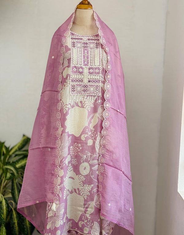 Pure Muslin Semi-Stitched Party Wear Suit ✨