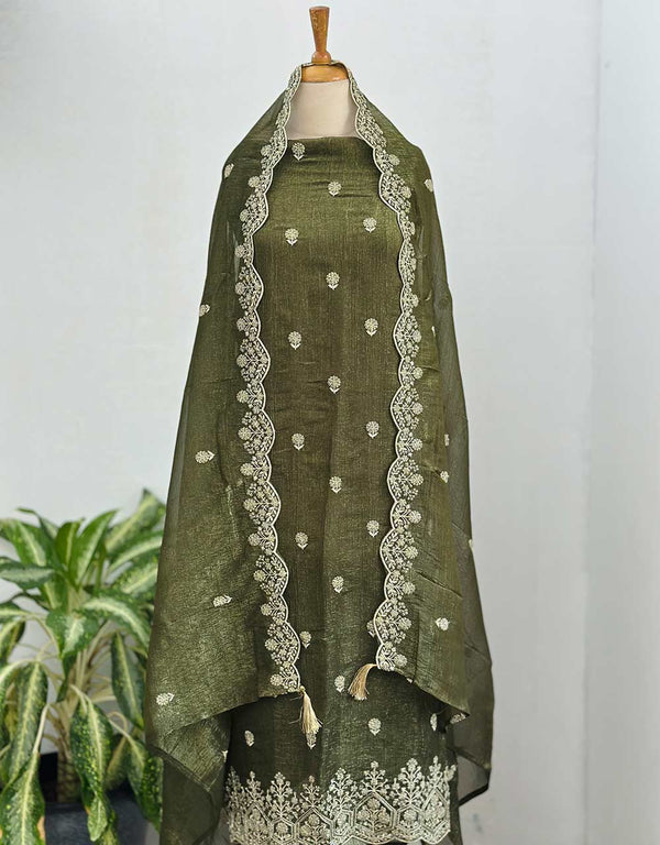 Unstitched Shimmer Silk Party Wear Suit – Glamorous Elegance & Luxe Appeal ✨