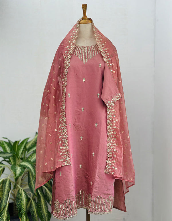 Tissue Silk Ready-to-Wear Handwork Kurti Set – Luxurious Elegance with Exquisite Craftsmanship ✨