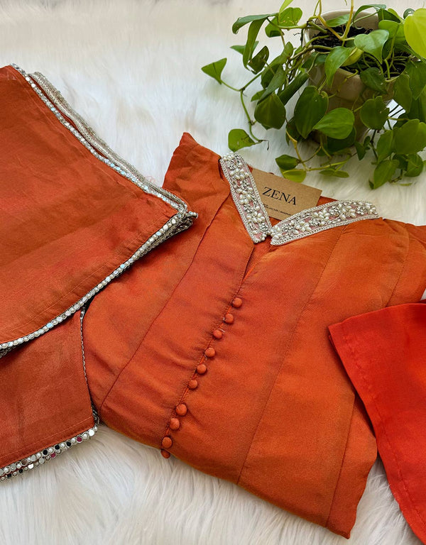 Ready-to-Wear Tissue Silk Kurti Set ✨