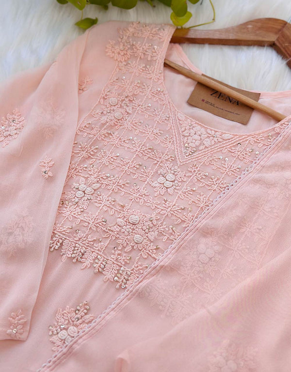 Ready-to-Wear Chinnon Chikankari Kurti Set π