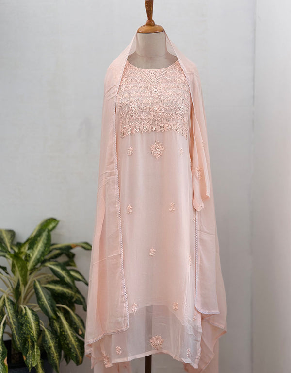 Ready-to-Wear Chinnon Chikankari Kurti Set π