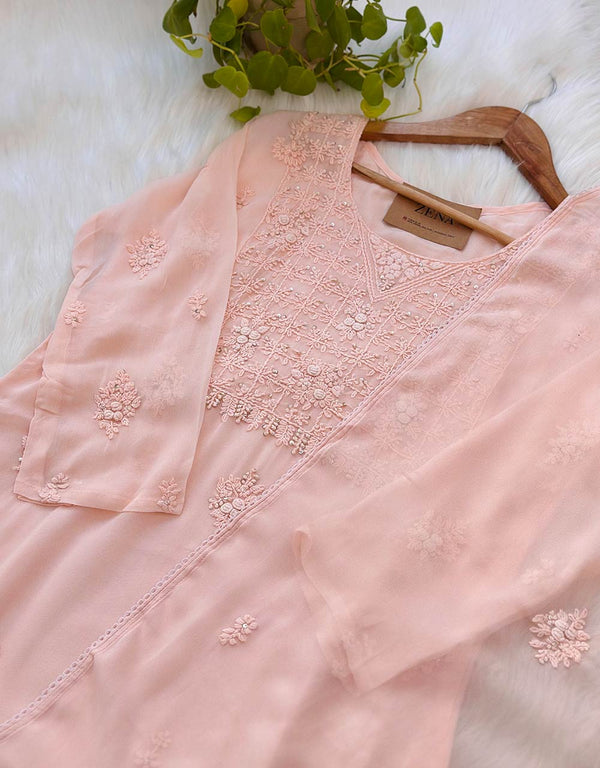 Ready-to-Wear Chinnon Chikankari Kurti Set π