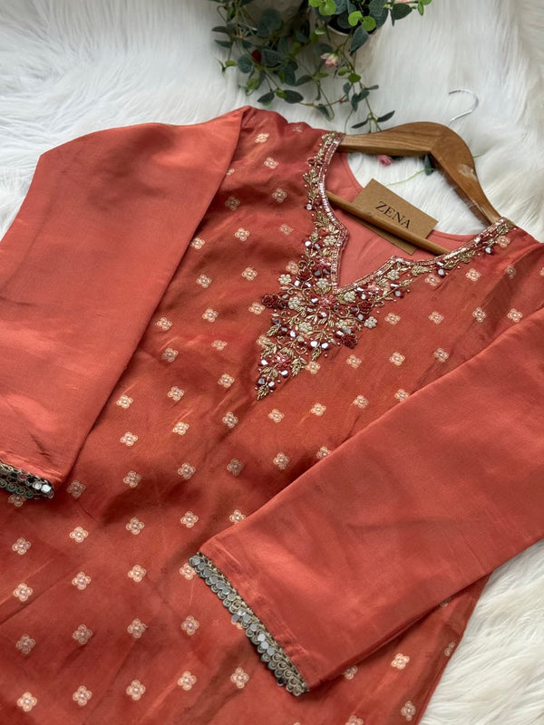 Premium Tissue Silk Hand Work Suit