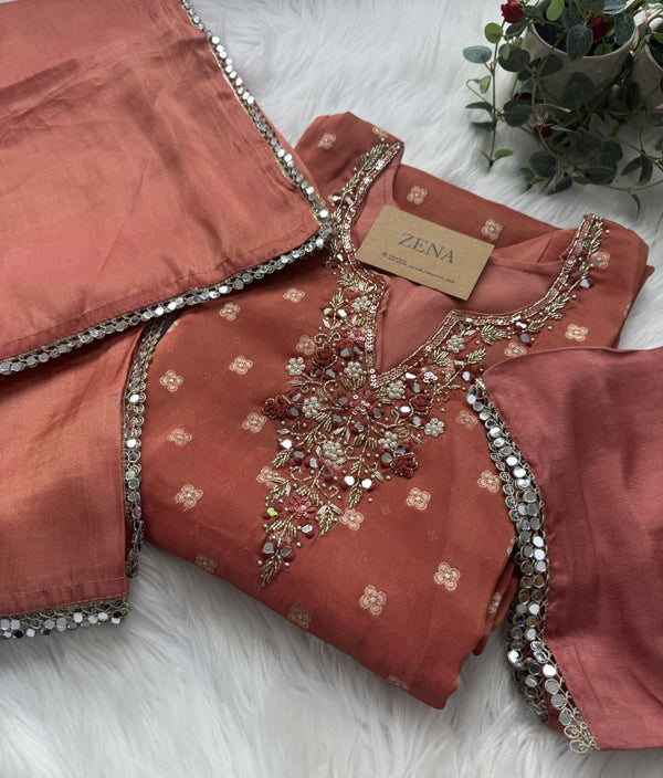 Premium Tissue Silk Hand Work Suit