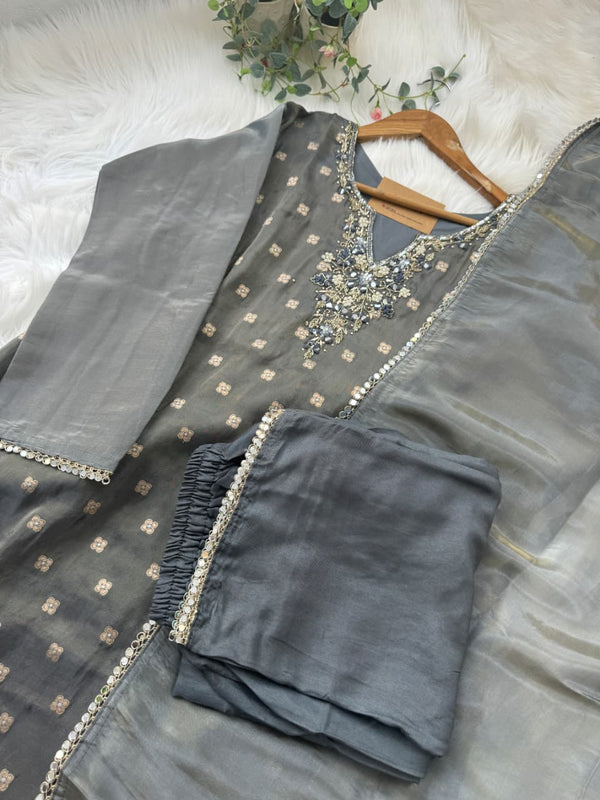 Premium Tissue Silk Hand Work Suit