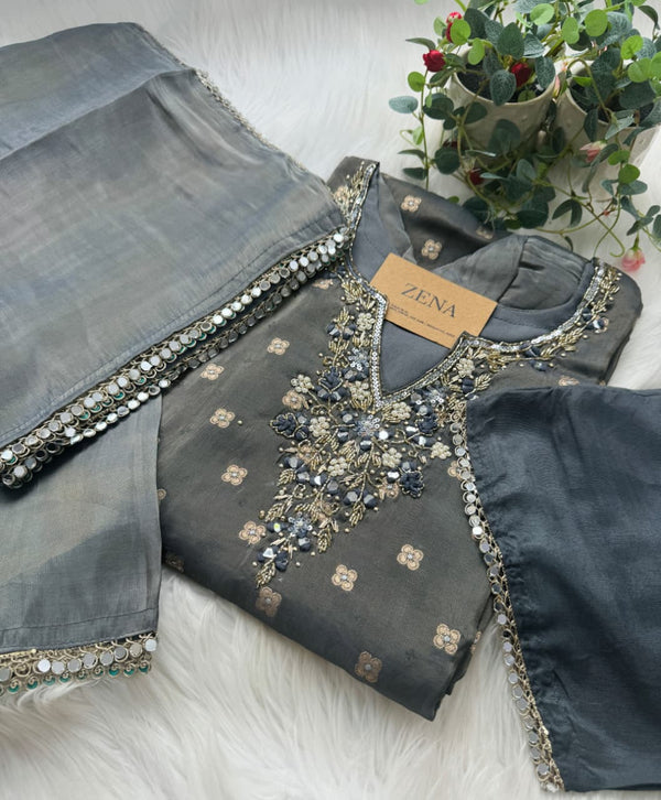 Premium Tissue Silk Hand Work Suit