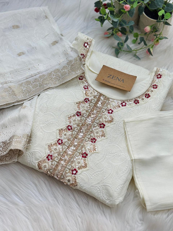 ✨ Chikankari Hand Detailed Party Wear Kurti Set ✨