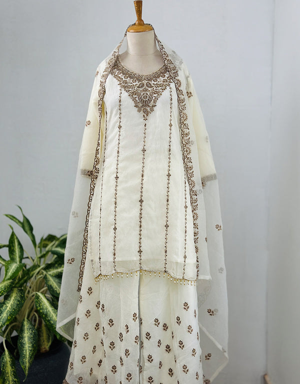 Shimmer Silk Ready-to-Wear Kurti Set with Sharara Bottom ✨