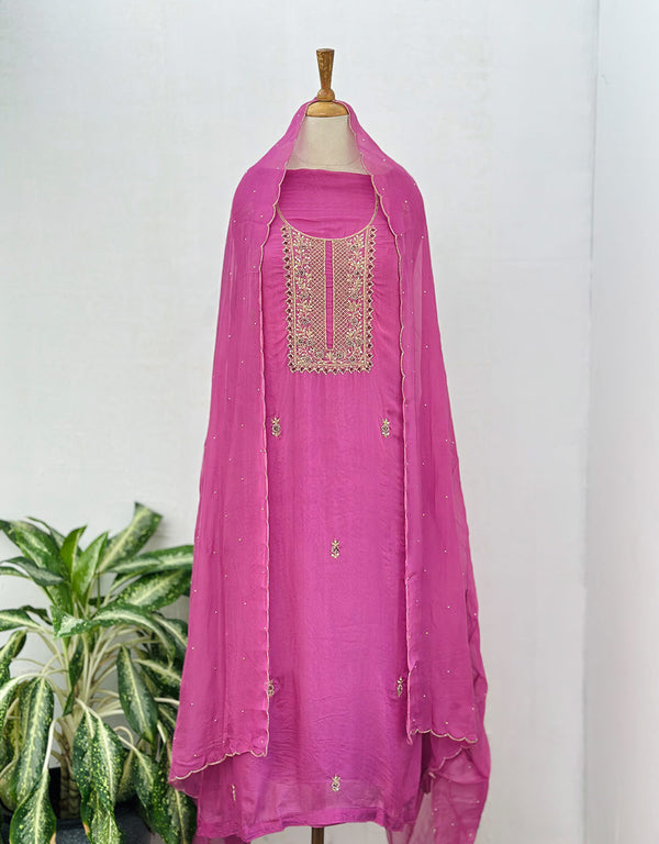 Unstitched Organza Party Wear Suit ✨