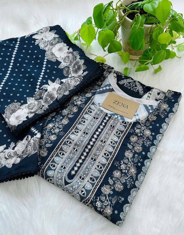 Semi-Stitched Muslin Partywear Suit β Grace Meets Glamour π