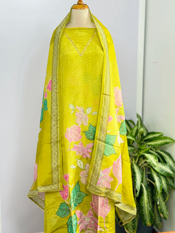 Tissue Silk Hand-Detailed Unstitched Suit