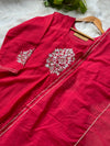 Pure Mul Chanderi Hand-Embroidered A-Line Kurti Set