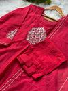 Pure Mul Chanderi Hand-Embroidered A-Line Kurti Set