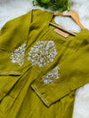 Pure Mul Chanderi Hand-Embroidered A-Line Kurti Set