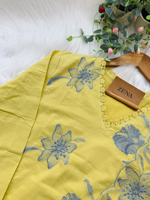 Mul Cotton Embroidered Kurti Set – Elegant Ethnic Wear