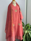 Premium Mul Chanderi Handwork Kurti Set