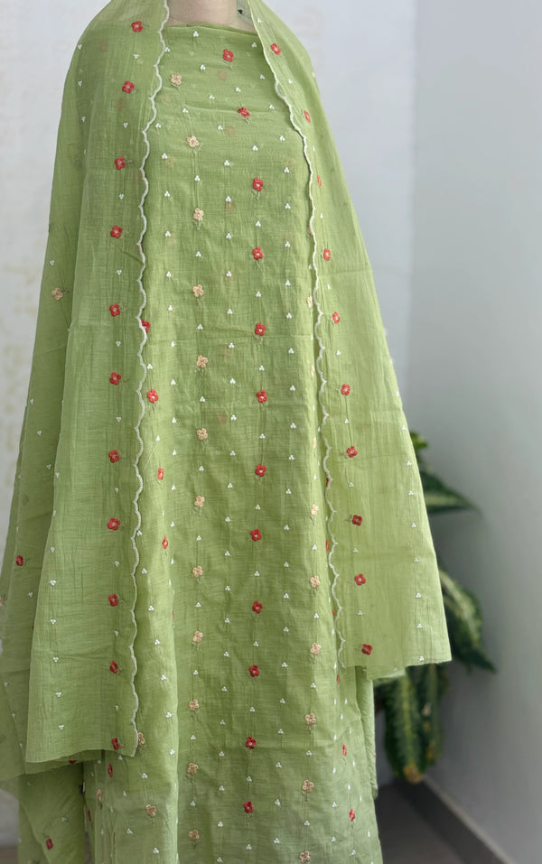 Signature Unstitched Suit ๐ Premium Mul Chanderi Embroidered Unstitched Suit โ Redefining Ethnic Elegance